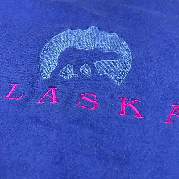 Vintage 90s Alaska Crewneck Sweatshirt Adult L Pullover Moon Polar Bears USA - Picture 11 of 13